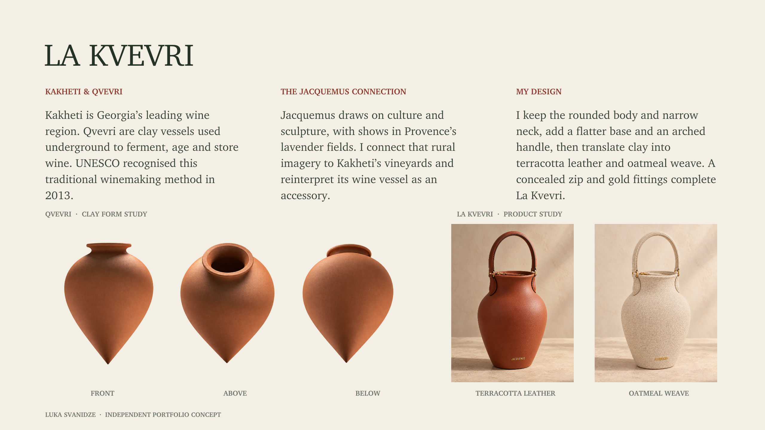La Kvevri — Kakheti’s Qvevri tradition, product concept and leather studies, page 2 of 13