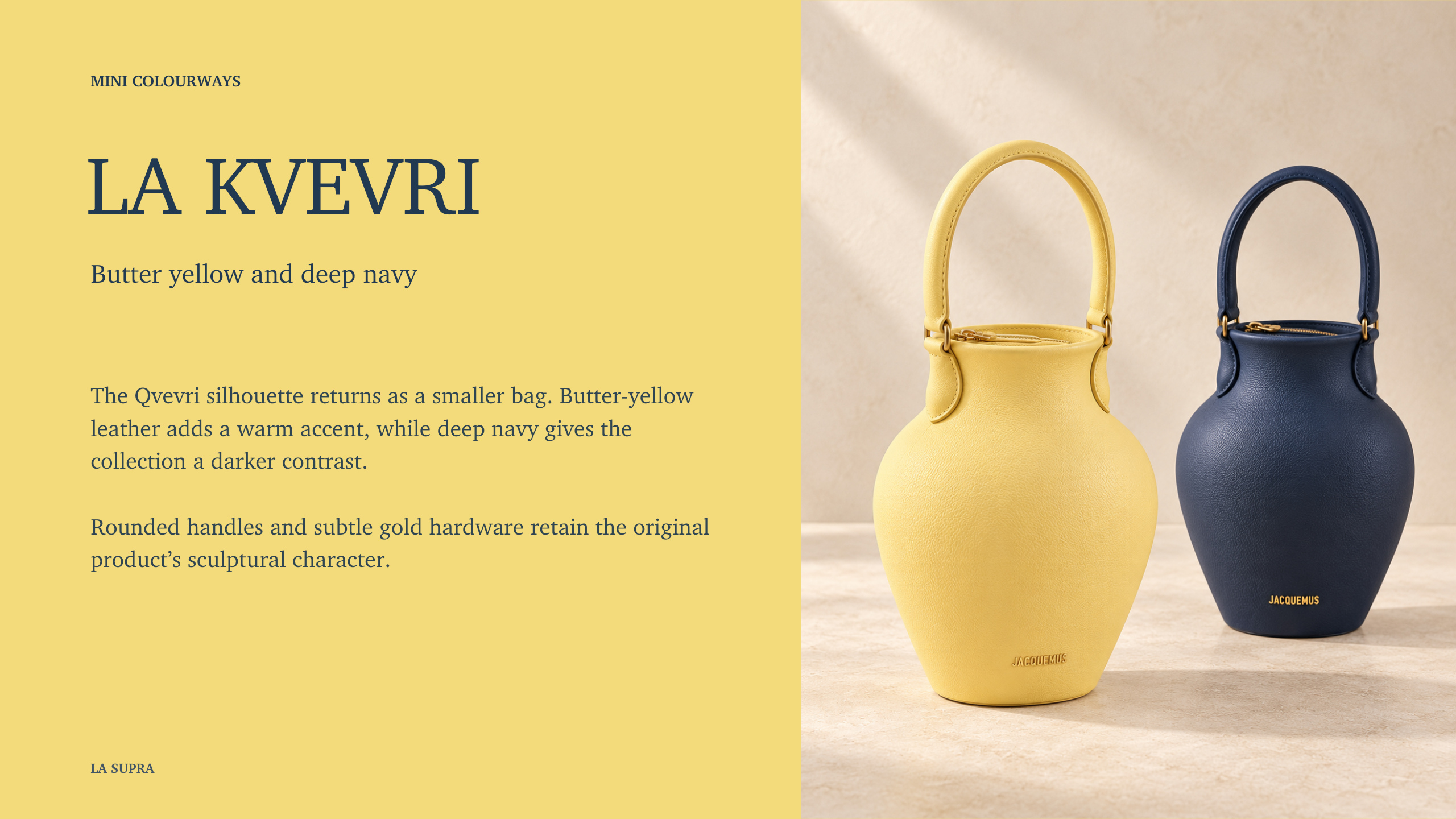 La Kvevri — mini bags in butter yellow and deep navy, page 12 of 13